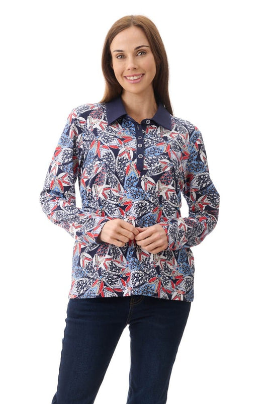 Givoni Women's Smith Print Polo - Navy