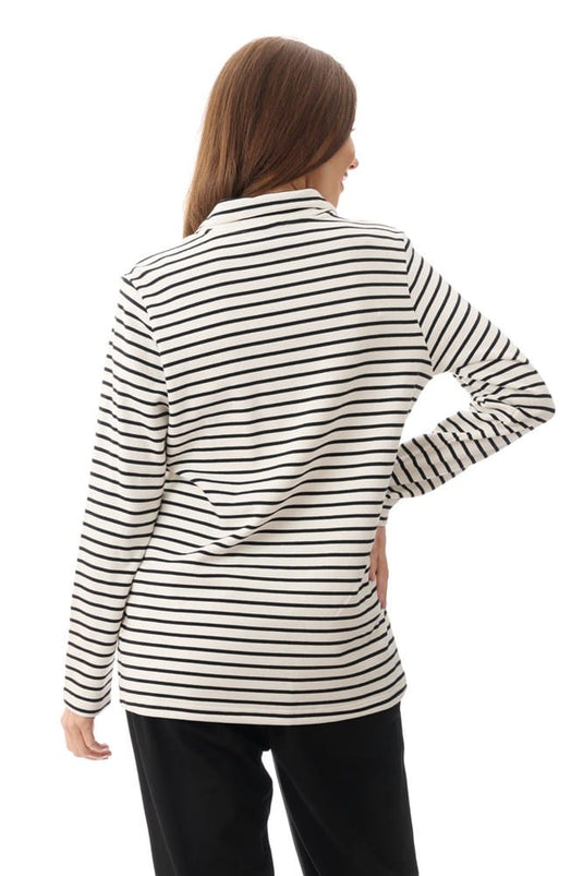 Givoni Womens Stripe Zip Neck Top