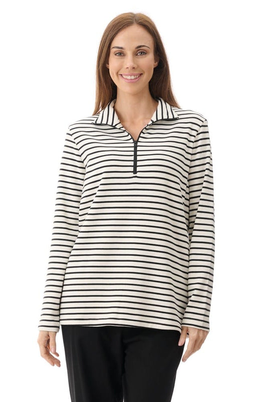 Givoni Womens Stripe Zip Neck Top