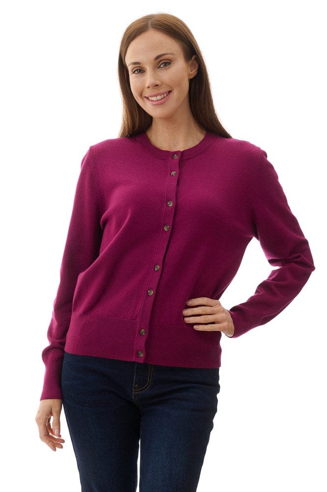 Load image into Gallery viewer, Givoni Womens Crew Neck Cardigan - Knit Magenta
