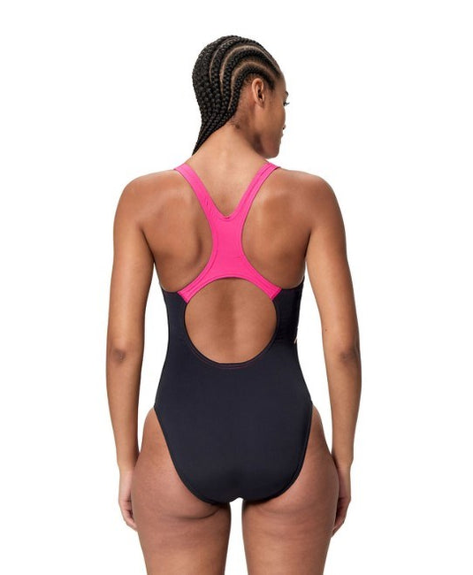 Speedo Womens Medley Logo Medalist One Piece - Anthracite/Pink