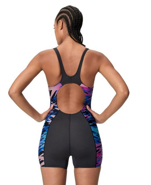 Speedo Womens Hyperboom Splice Muscleback Legsuit -Anthracite/Margarita Pink