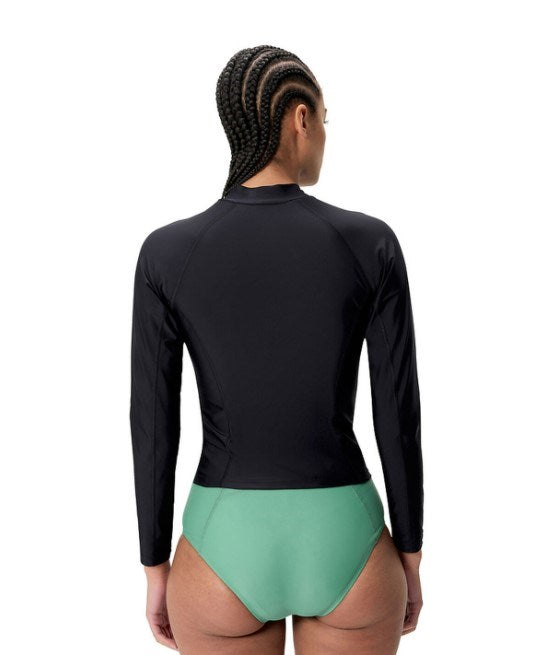Load image into Gallery viewer, Speedo Womens Zip Long Sleeve Top - Black
