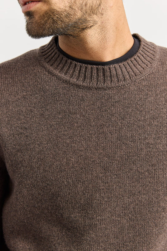 Toorallie Mens Lambswool Crew Jumper - Shiitake