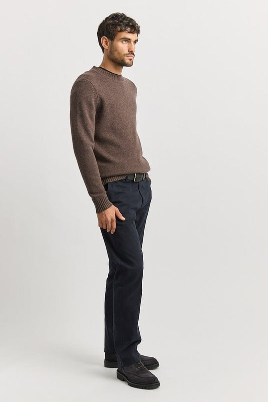 Toorallie Mens Lambswool Crew Jumper - Shiitake