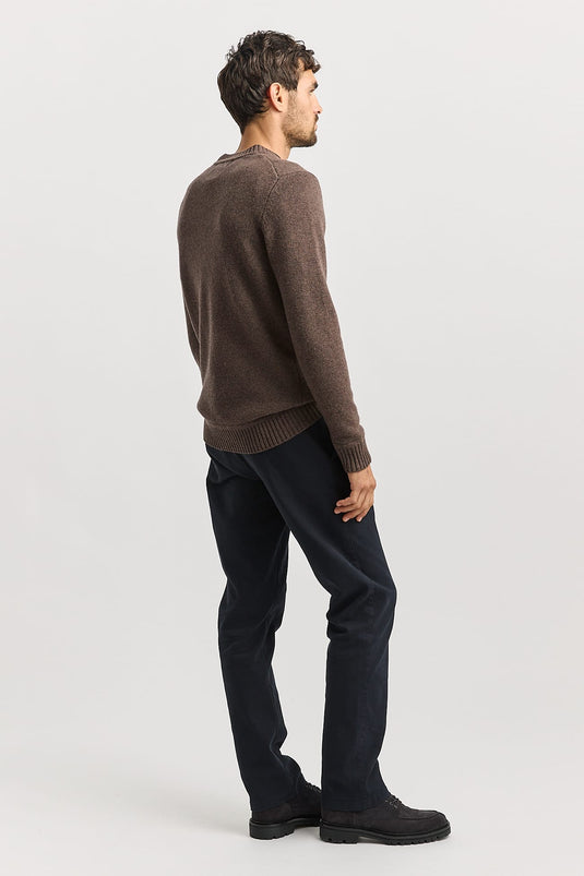 Toorallie Mens Lambswool Crew Jumper - Shiitake