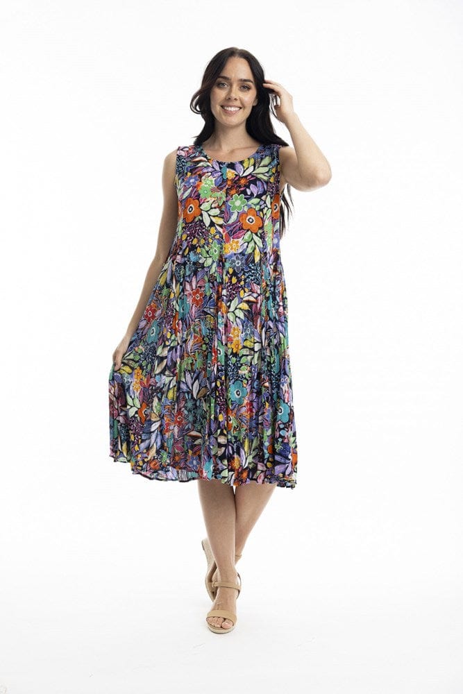 Load image into Gallery viewer, Orientique Womens Grenada Sleeveless Dress Godet - Print
