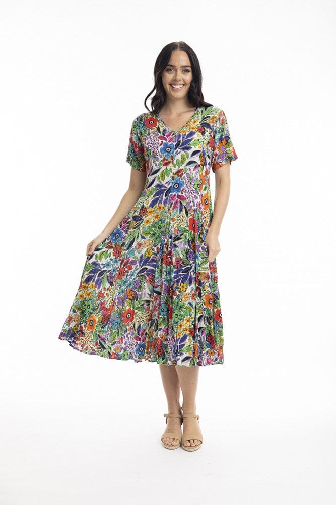 Load image into Gallery viewer, Orientique Welwyn Short Sleeve Godet Dresss
