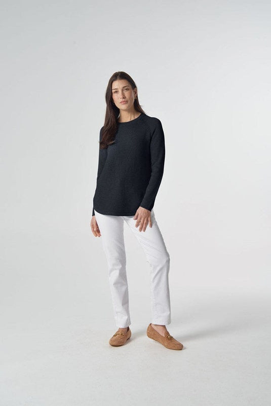 Goondiwindi Cotton Womens Classic Merino Cotton Raglan Jumper - Dark Navy