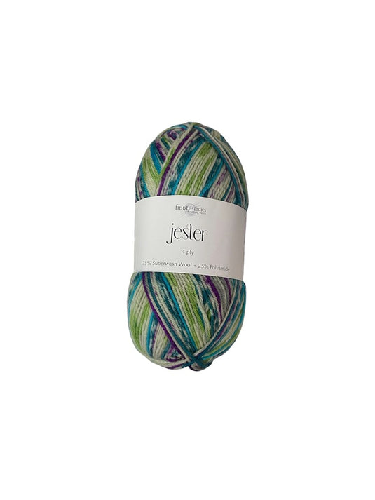 Fiddlesticks Green-Aqua Jester 4 ply Sock Yarn