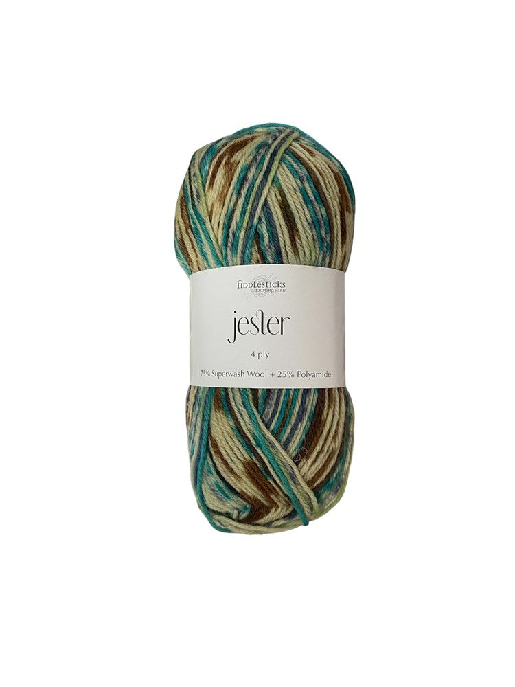 Load image into Gallery viewer, Fiddlesticks Brown-Aqua Jester 4 ply Sock Yarn
