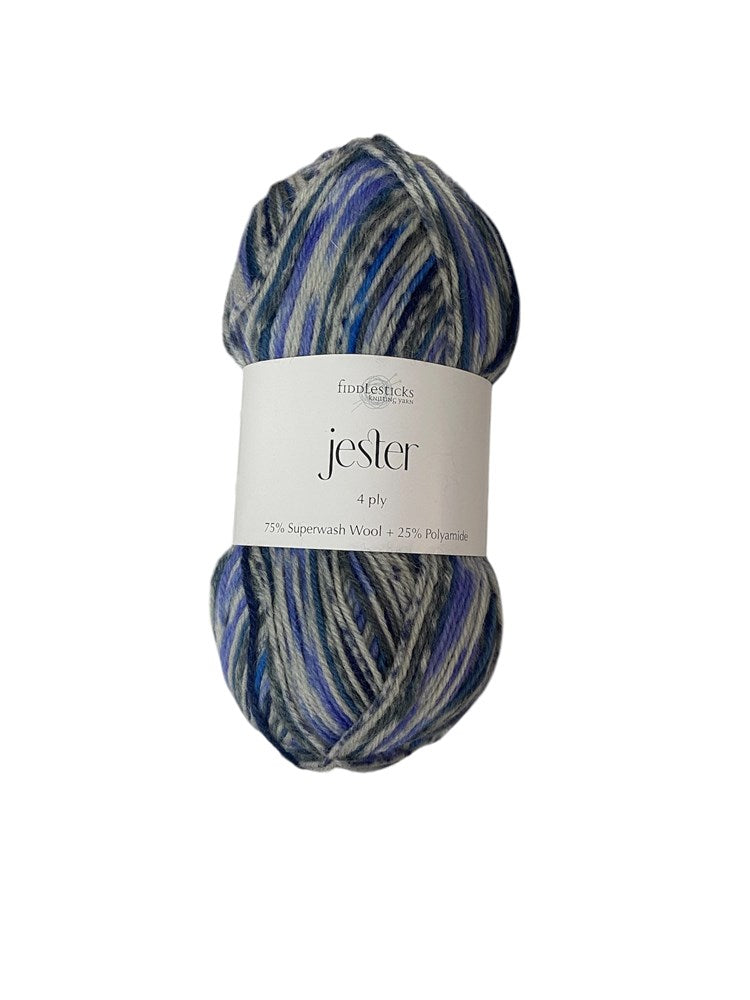 Load image into Gallery viewer, Fiddlesticks Grey-Blue Jester 4 ply Sock Yarn
