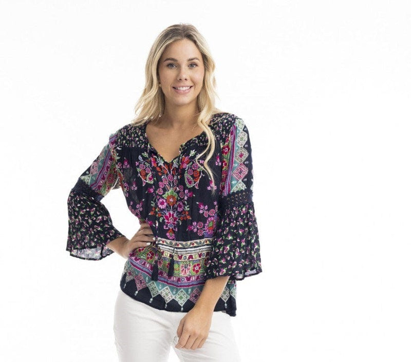 Load image into Gallery viewer, Orientique Womens Boho Frill Sleeve Top
