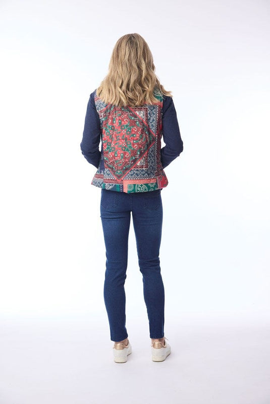 Orientique Womens Puffer Vest - Paisley Patch