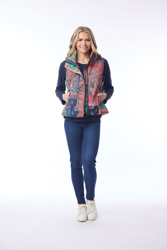 Load image into Gallery viewer, Orientique Womens Puffer Vest - Paisley Patch

