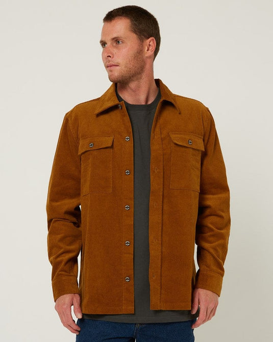 Pilbara Mens Corduroy Shacket - Maple