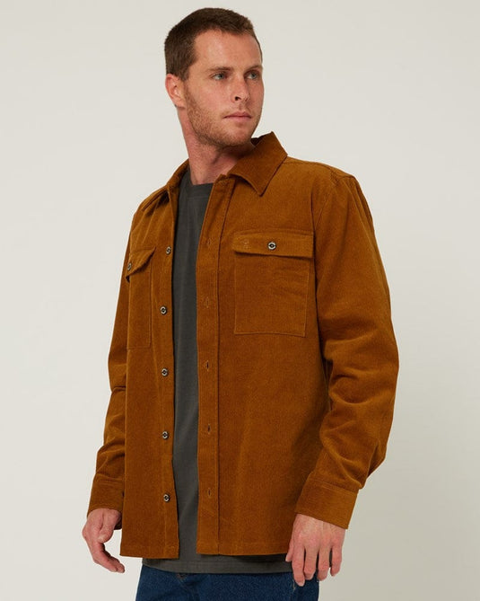 Pilbara Mens Corduroy Shacket - Maple