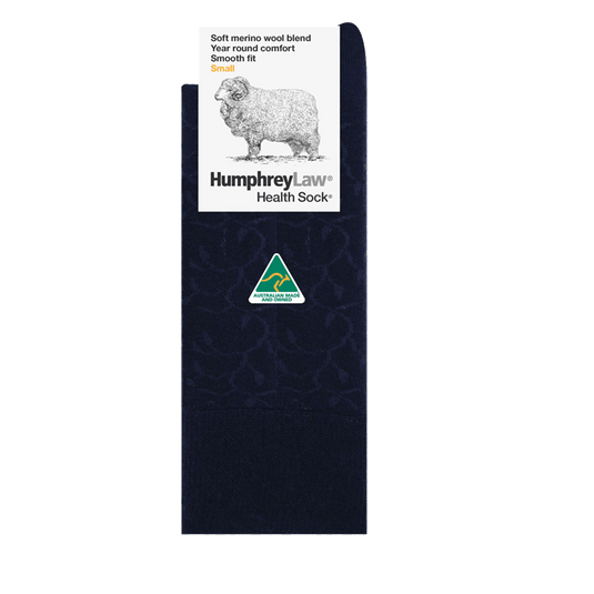 Humphrey Law Womens Fine Merino Wool Blend Patterned Health Sock - Leaves