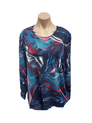 Renoma Womens Long Sleeve Top With Snood - Blue Multi