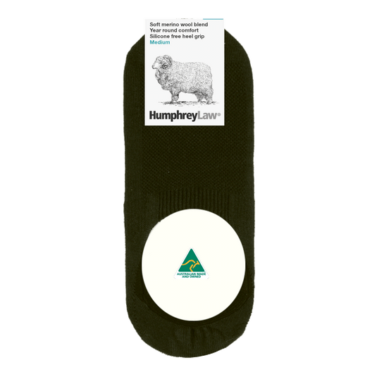 Humphrey Law Womens Fine Merino Wool Invisible Sock with Silicone Free Heel Grip