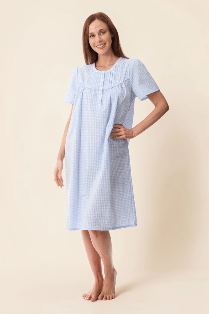 Load image into Gallery viewer, Givoni Womens Check Short Sleeve Short Nightie
