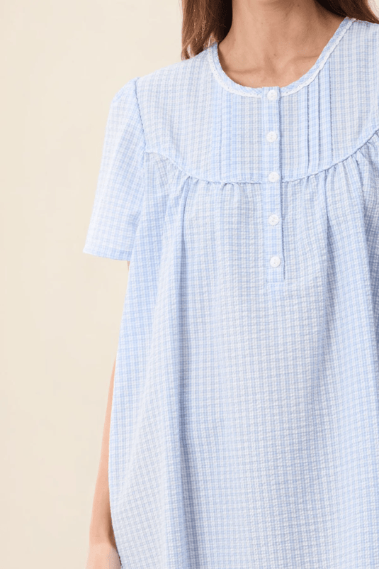 Givoni Womens Check Short Sleeve Short Nightie