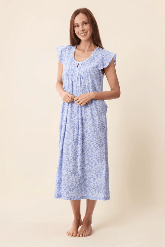 Givoni Womens Grado Flutter Sleeve Mid Length Nightie