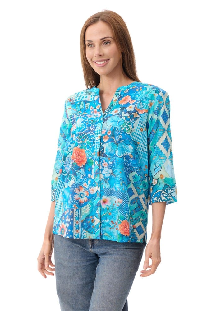 Load image into Gallery viewer, Givoni Womens Ursula 3/4 Sleeve Shirt - Blue

