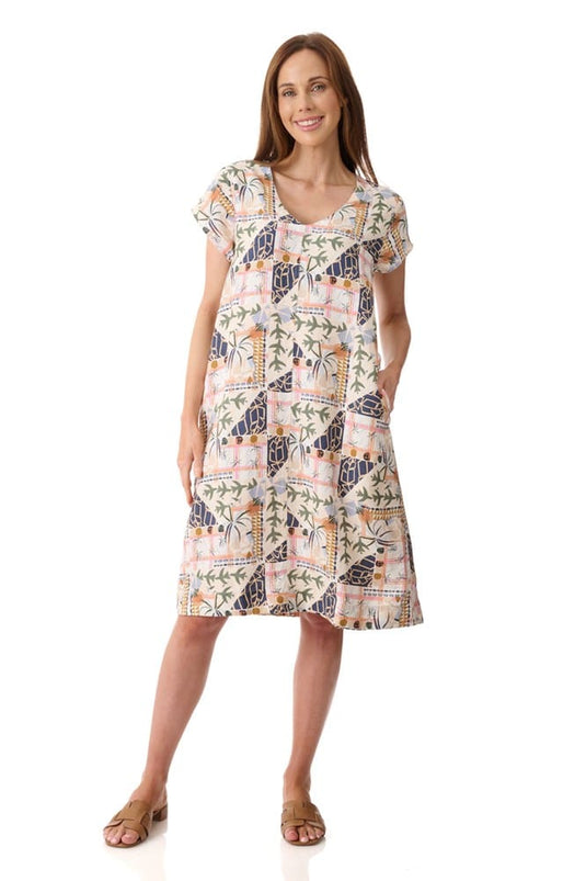 Givoni Womens Edna Cap Sleeve Dress - Latte