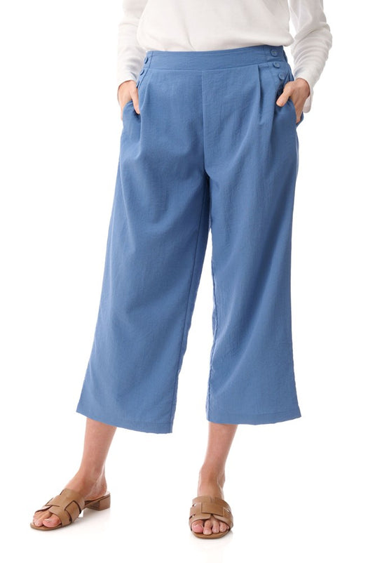 Givoni Womens Crop Button Detail Pant - Blueberry
