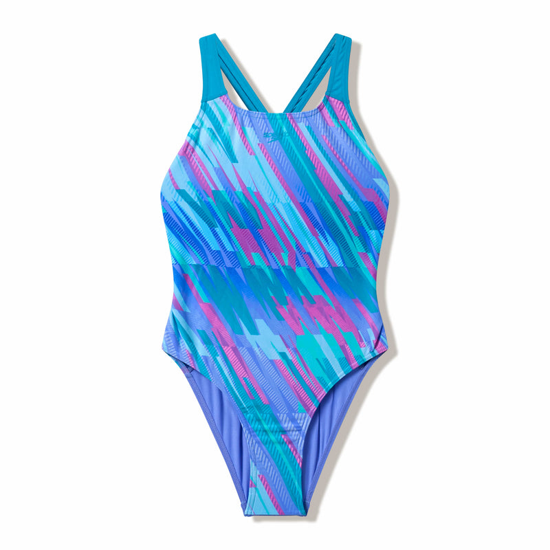 Load image into Gallery viewer, Speedo Junior Girls All Over Print Powerback One Piece
