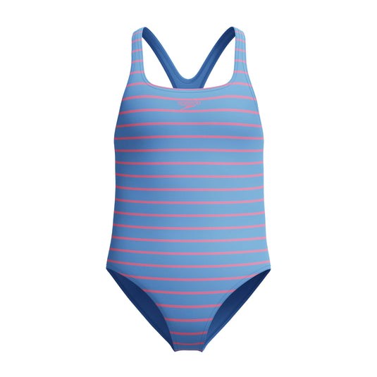 Speedo Junior Girls Stripe Print Medalist One Piece