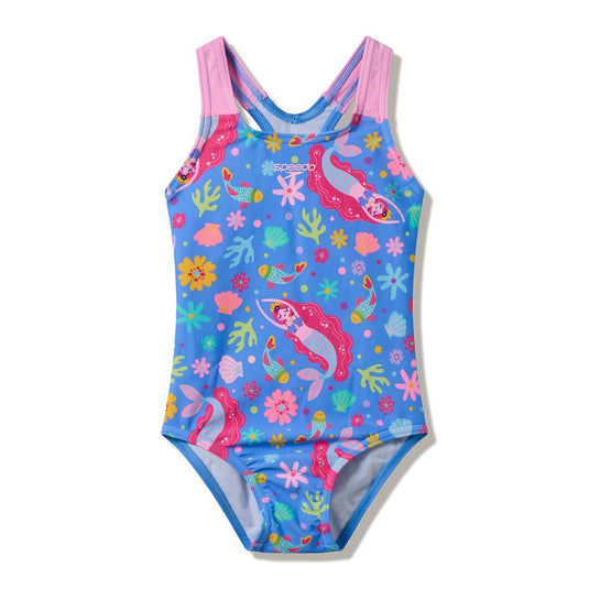 Speedo Toddler Girls Print One Piece - Periwinkle Blue