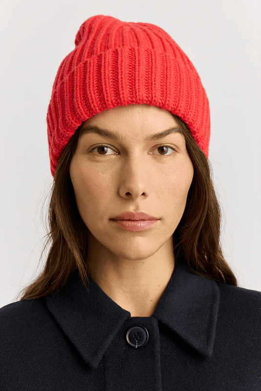 Toorallie Womens Chunky Wool Beanie - Poppy