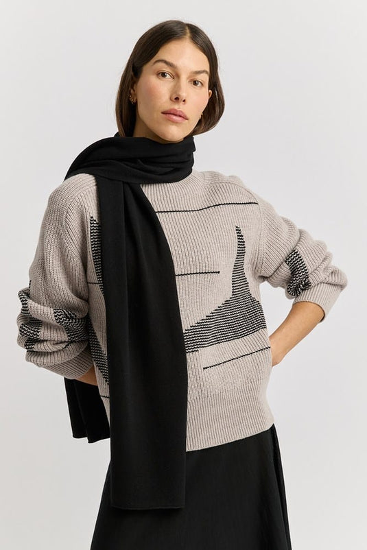Toorallie Womens Fine Rib Scarf - Black
