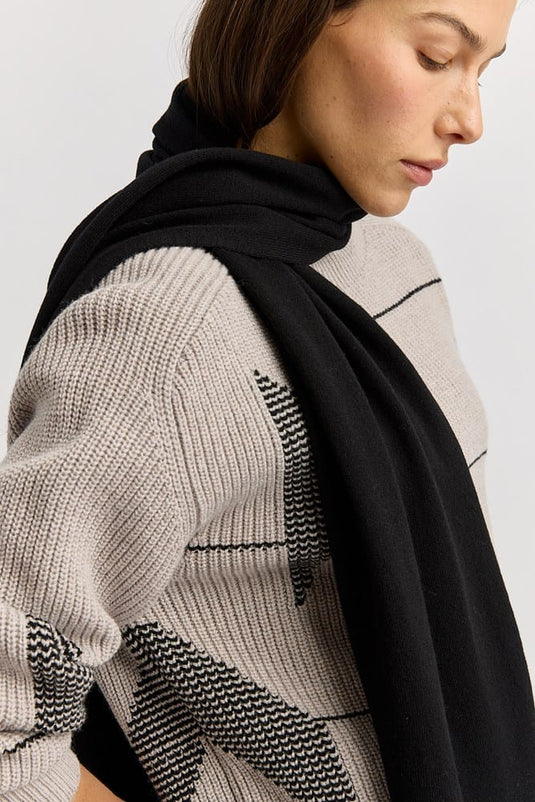 Toorallie Womens Fine Rib Scarf - Black