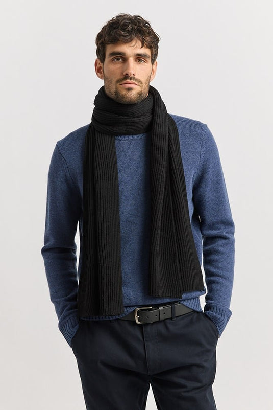Toorallie Mens Merino Rib Scarf - Black