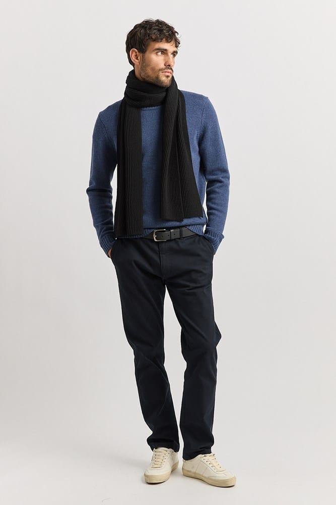 Load image into Gallery viewer, Toorallie Mens Merino Rib Scarf - Black
