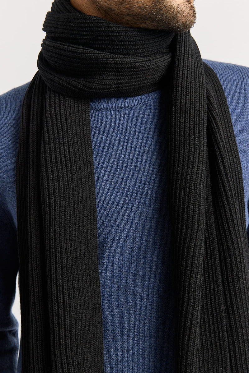 Load image into Gallery viewer, Toorallie Mens Merino Rib Scarf - Black
