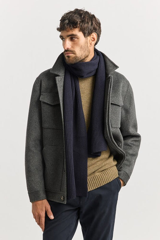 Toorallie Mens Merino Rib Scarf - French Navy
