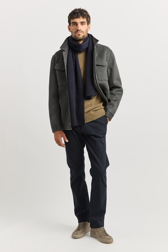 Load image into Gallery viewer, Toorallie Mens Merino Rib Scarf - French Navy
