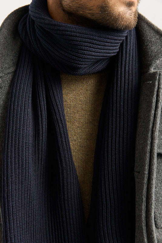 Toorallie Mens Merino Rib Scarf - French Navy