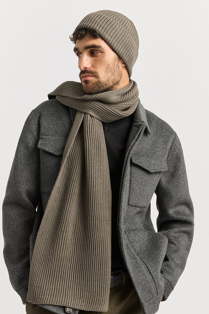 Load image into Gallery viewer, Toorallie Mens Merino Rib Scarf - Falcon
