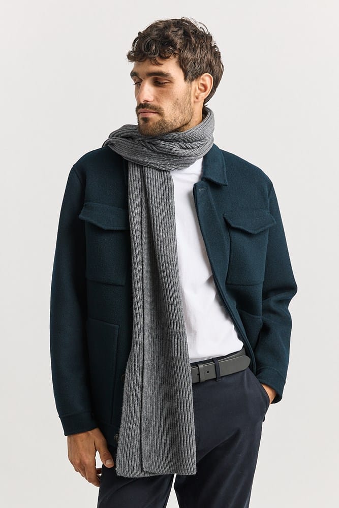 Load image into Gallery viewer, Toorallie Mens Merino Rib Scarf - Zinc
