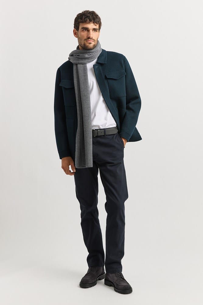 Load image into Gallery viewer, Toorallie Mens Merino Rib Scarf - Zinc
