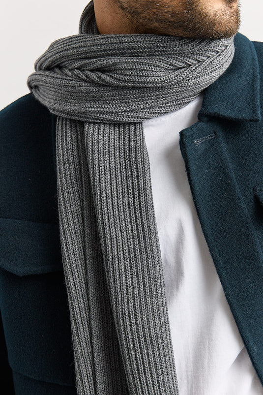 Toorallie Mens Merino Rib Scarf - Zinc
