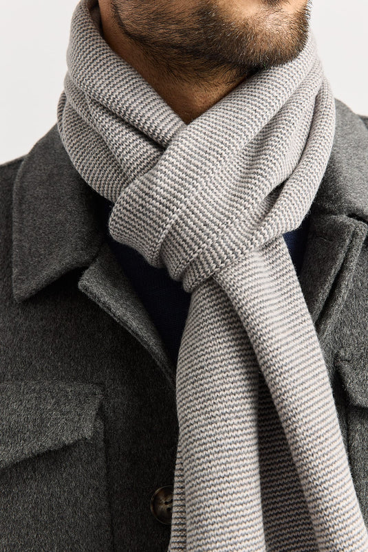 Toorallie Mens Links Stripe Scarf - Light Oat