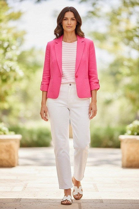 Load image into Gallery viewer, Equinox Women's Cotton Linen Summer Jacket - Pink
