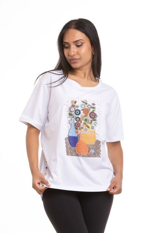 Mosnova Womens Embroidered Floral Blouse