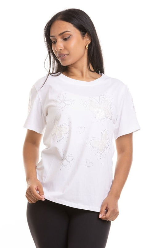Evidencee Womens Diamante Pattern T-Shirt